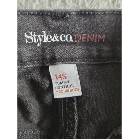 Style & Co Denim Jeans Womens 14 Short Charcoal Bootcut Tummy Control Stretch - Picture 13 of 13